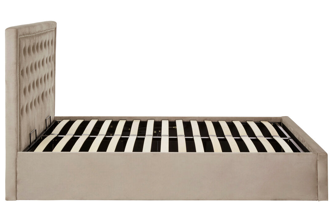 Brighton Mink Velvet Ottoman Double Bed