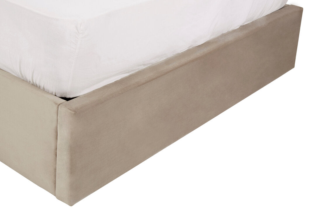 Brighton Mink Velvet Ottoman Double Bed