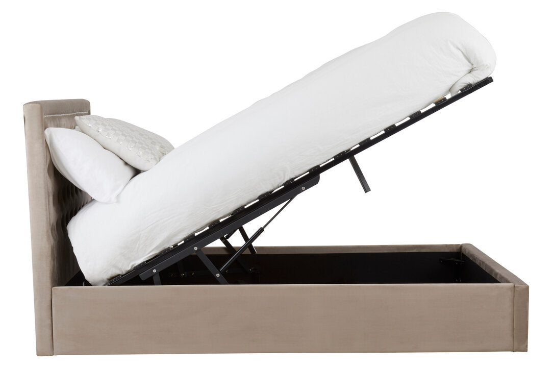 Brighton Mink Velvet Ottoman King Bed