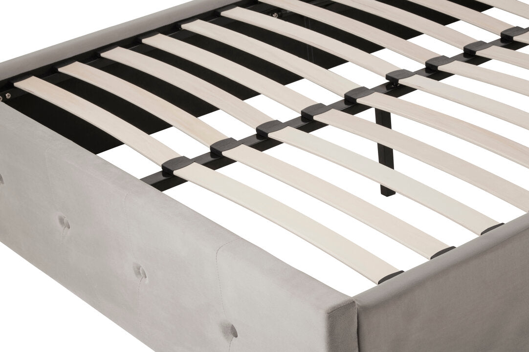 Bath Grey Velvet Ottoman Double Bed