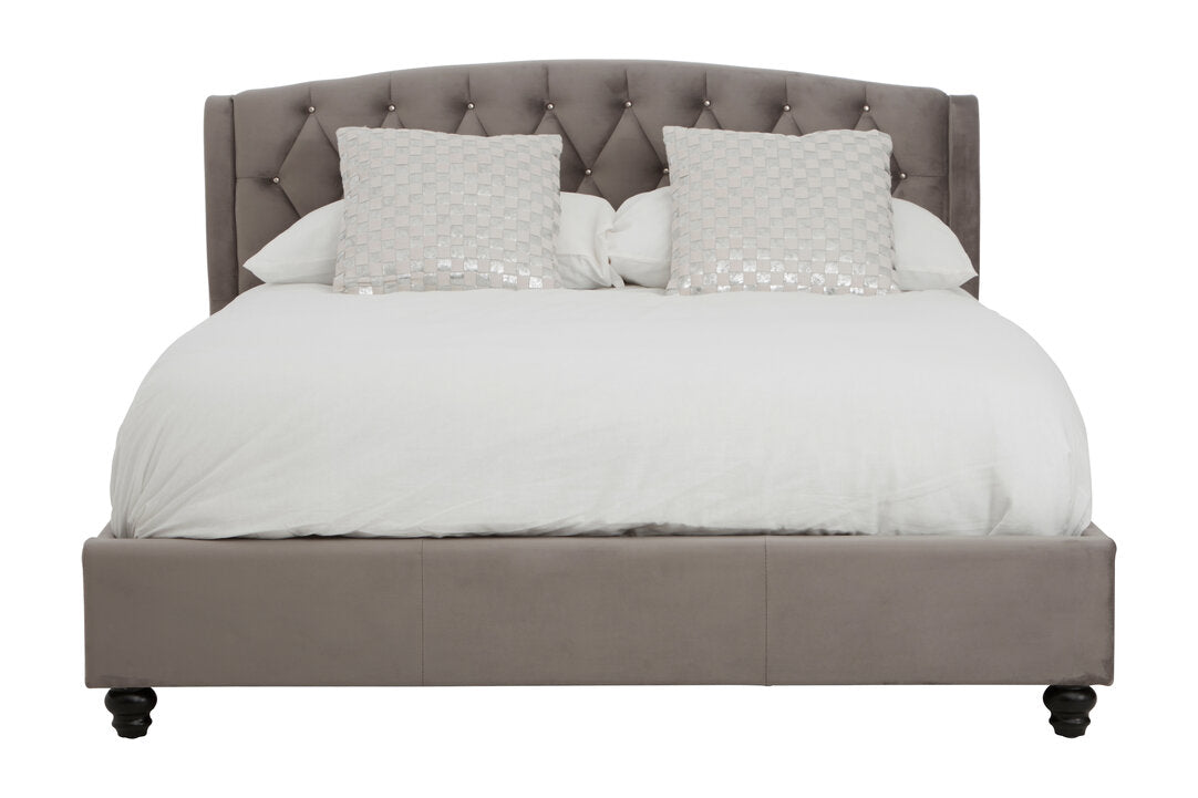 Lincoln Grey Velvet King Bed