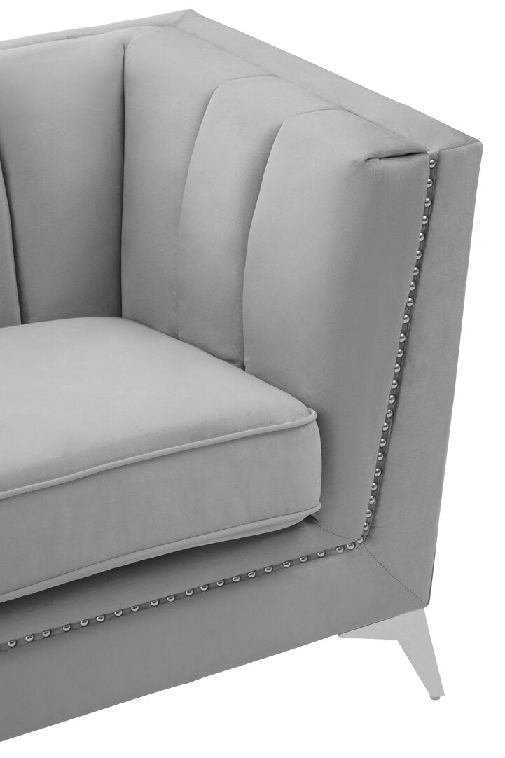 Seville Two Seat Grey Velvet Sofa