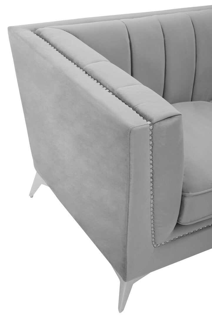 Seville Two Seat Grey Velvet Sofa