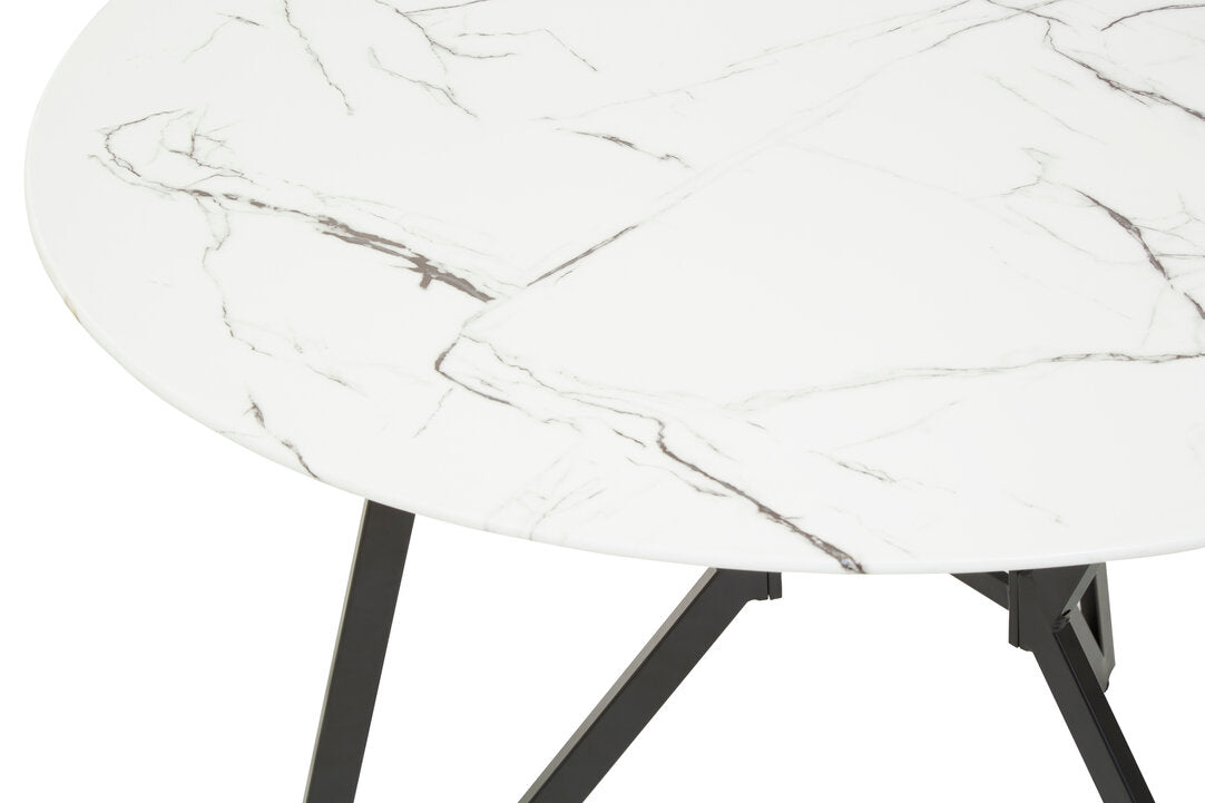 Cordoba Round Marble Effect Dining Table with 6 Chairs Set