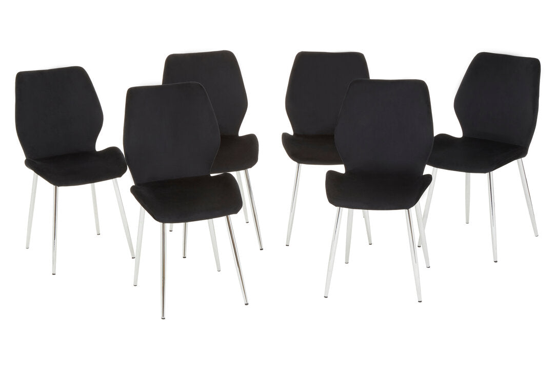 Laguna BlackTempered Glass Dining Table with 6 Chairs