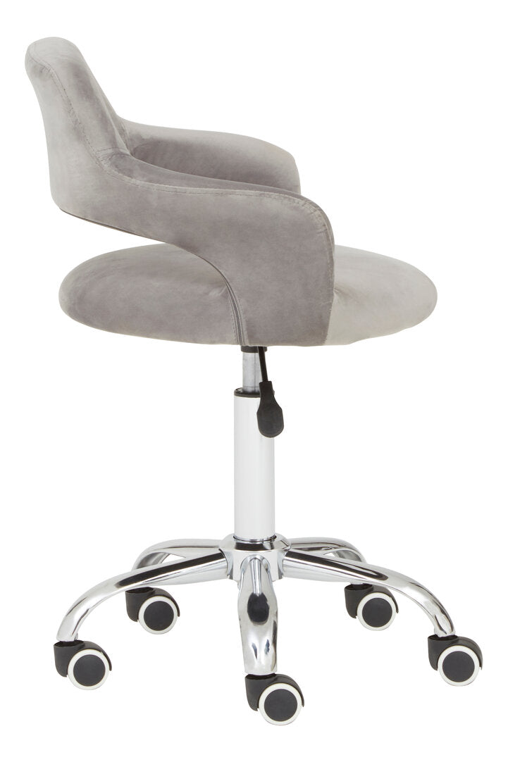 Aurora Grey Velvet Home Office Chair with Curved Back