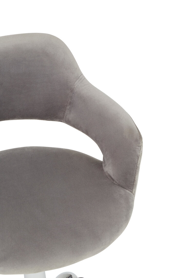 Aurora Grey Velvet Home Office Chair with Curved Back