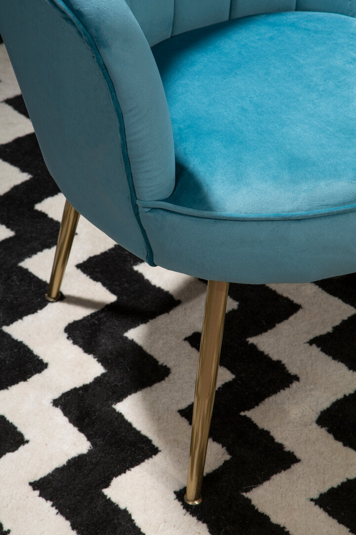 Whitby Aqua Velvet Scalloped Chair
