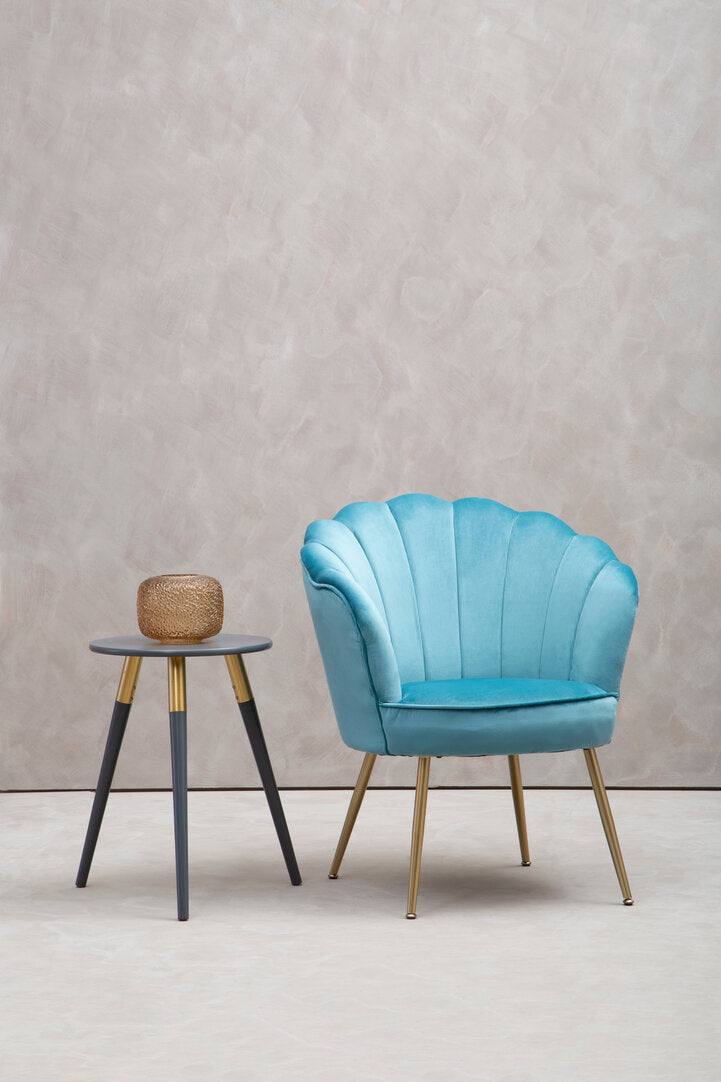 Whitby Aqua Velvet Scalloped Chair
