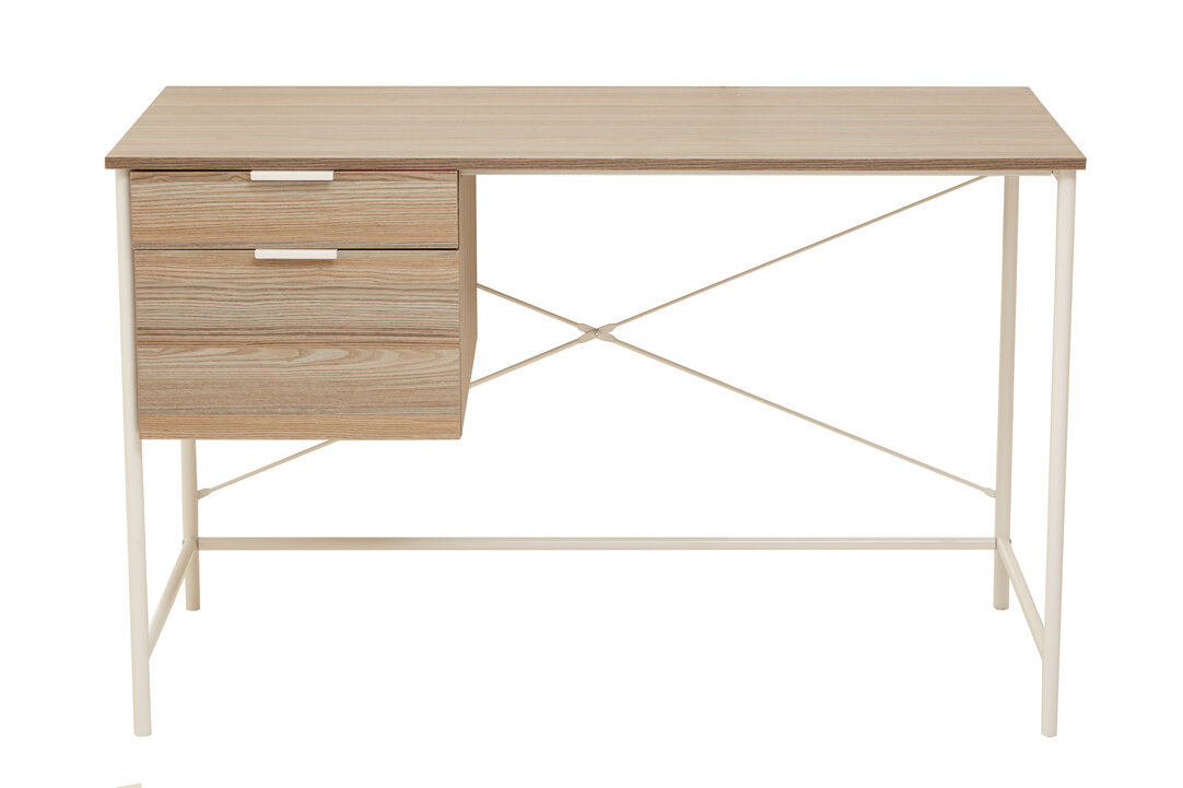 Penzance Light Oak Veneer Desk With Drawers