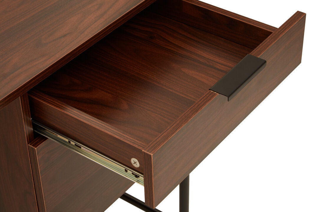 Penzance Dark Walnut Veneer Desk With Drawers