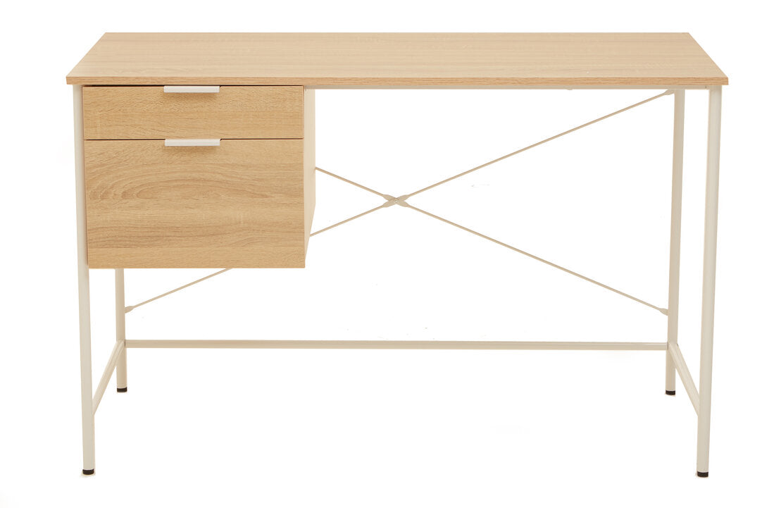 Penzance Natural Oak Veneer Desk With Drawers