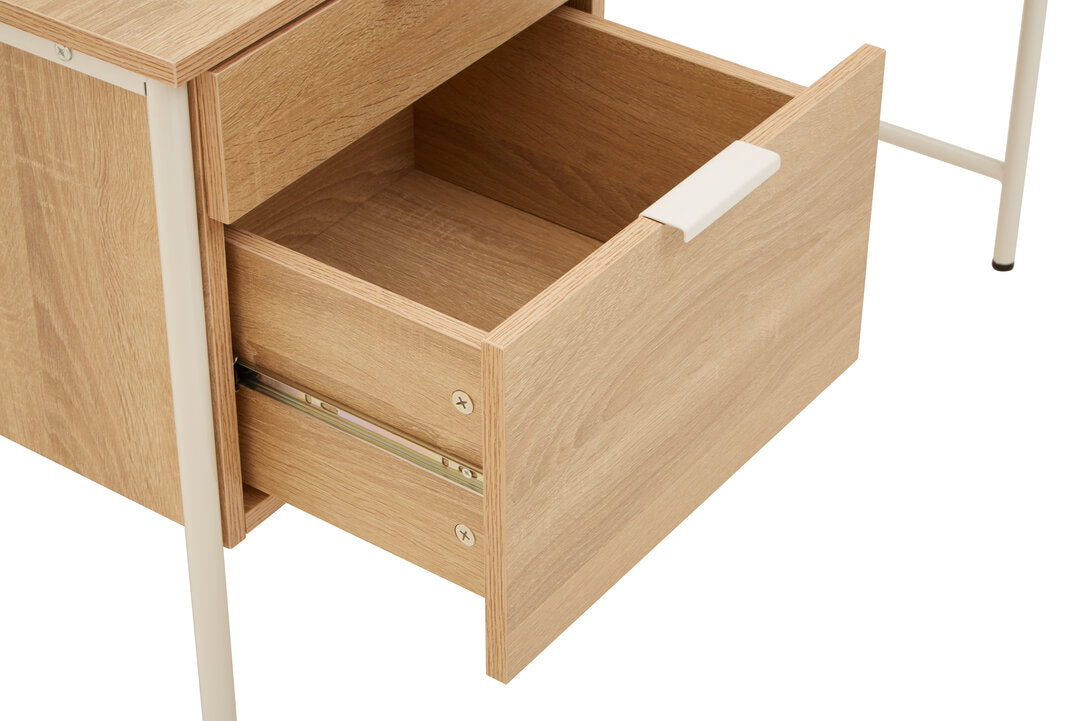 Penzance Natural Oak Veneer Desk With Drawers