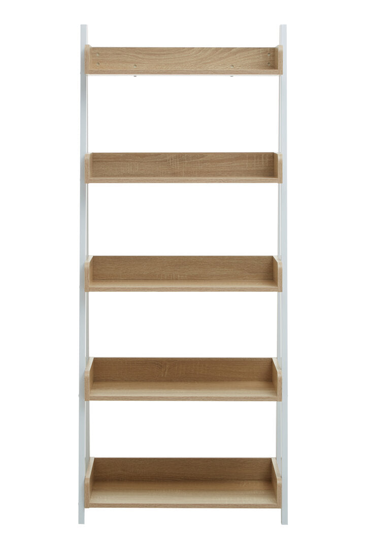 Penzance Five Tier Natural Oak Ladder Shelf Unit