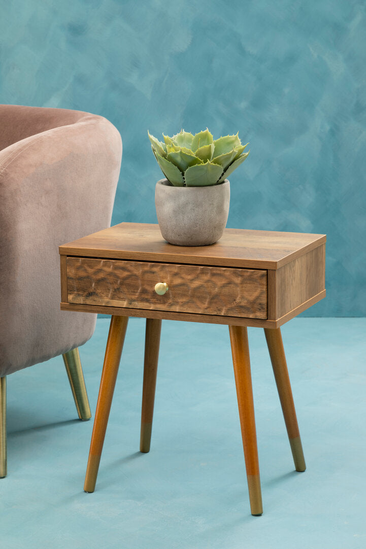 Mayfair Wood Veneer Bedside Table with 1 Drawer