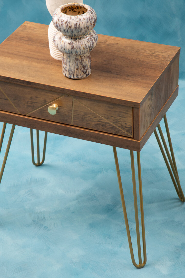 Belgravia 1 Drawer Draw Side Table with Hairpin Legs