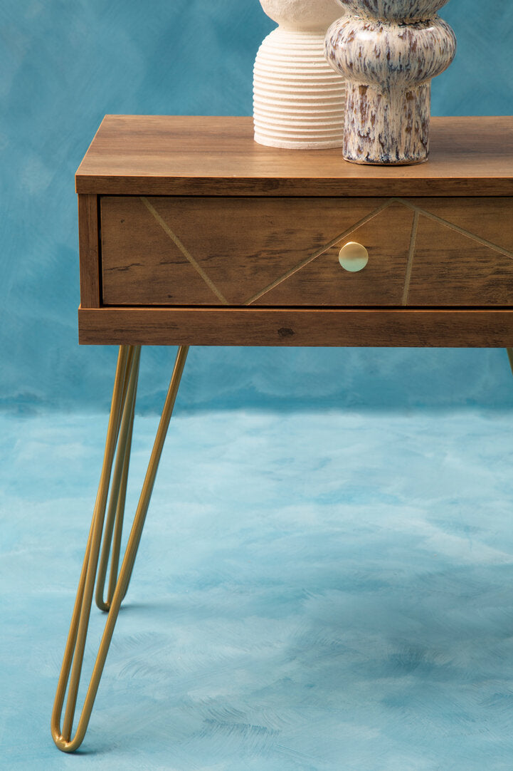 Belgravia 1 Drawer Draw Side Table with Hairpin Legs