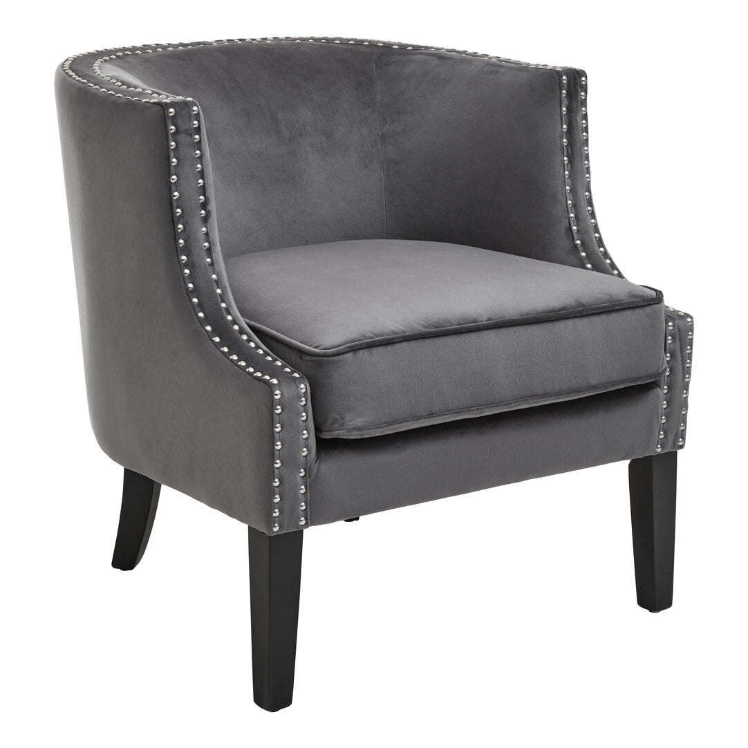 Savoy Grey Velvet Studded Chair