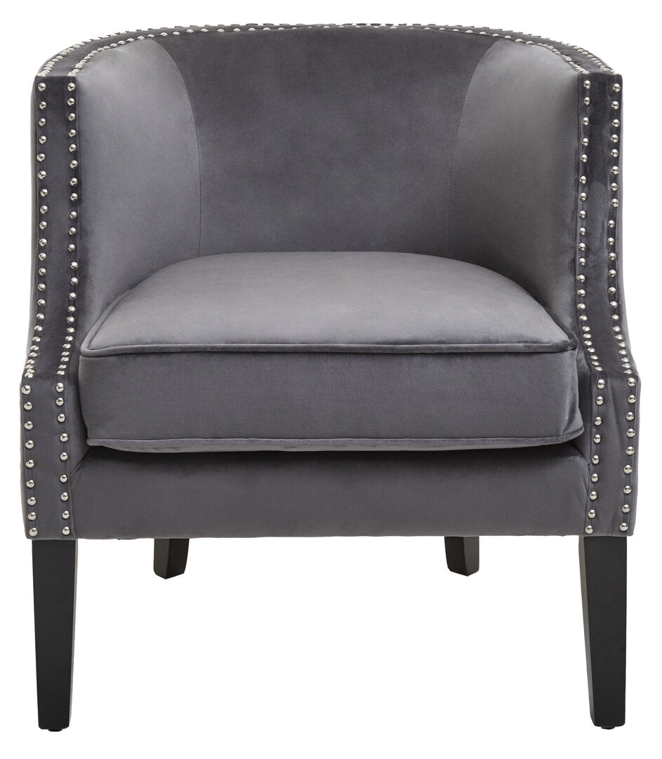 Savoy Grey Velvet Studded Chair