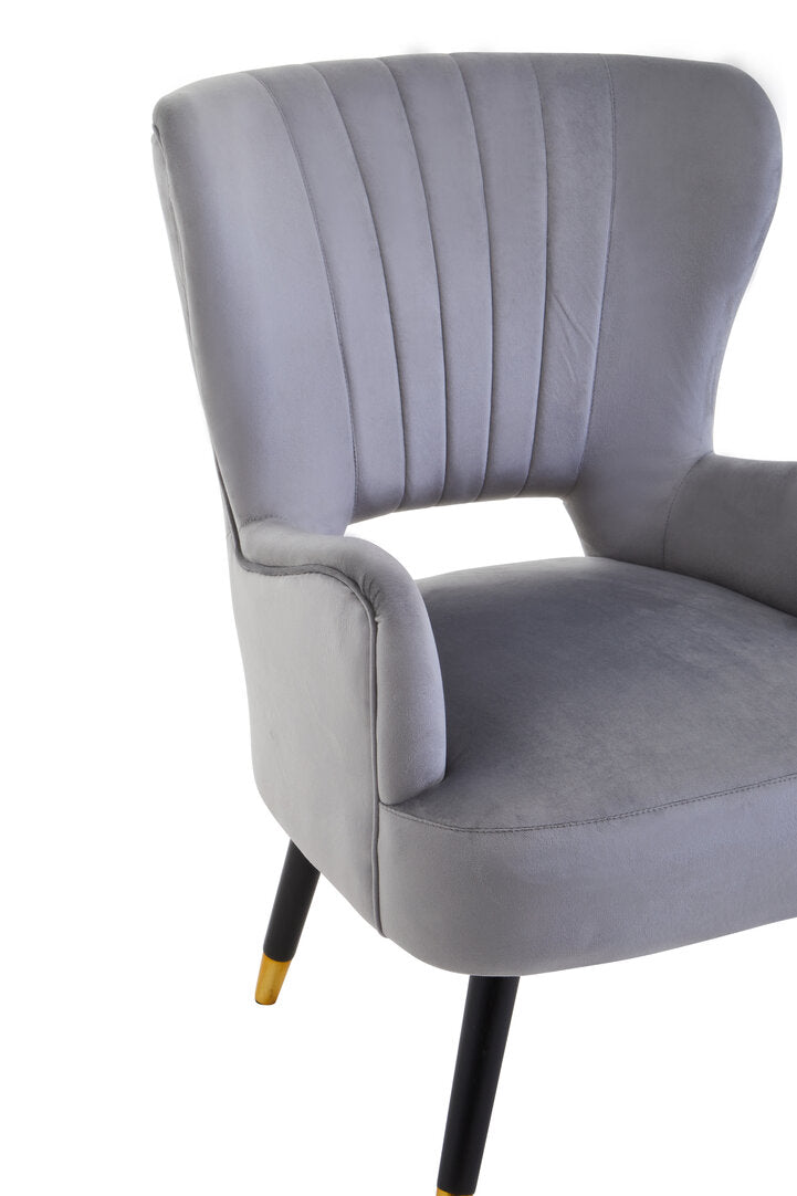 Regent Grey Velvet Cut Out Back Chair
