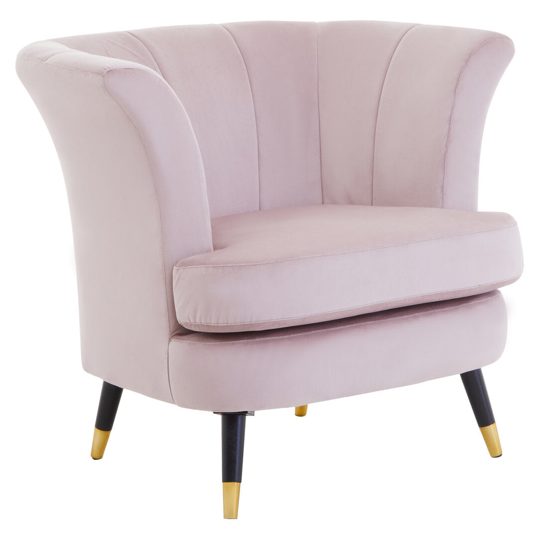 Regent Dusky Pink Velvet Curved Accent Chair