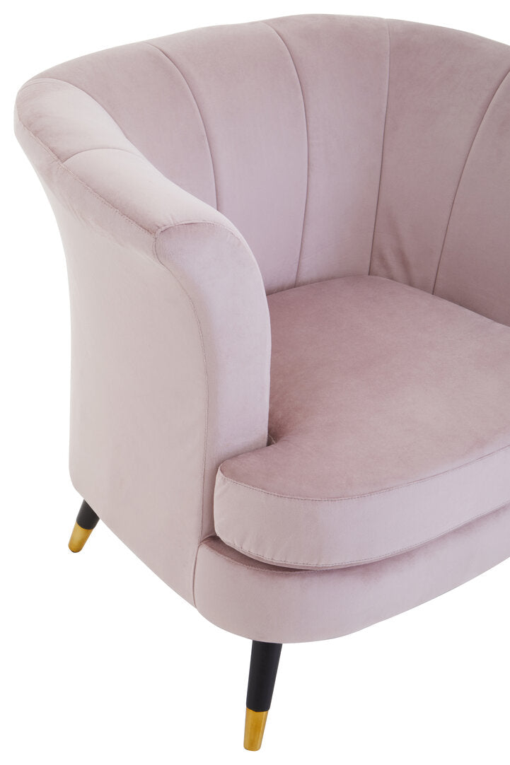 Regent Dusky Pink Velvet Curved Accent Chair