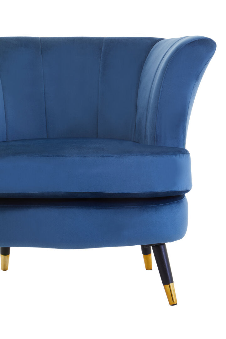 Regent Midnight Blue Velvet Curved Accent Chair