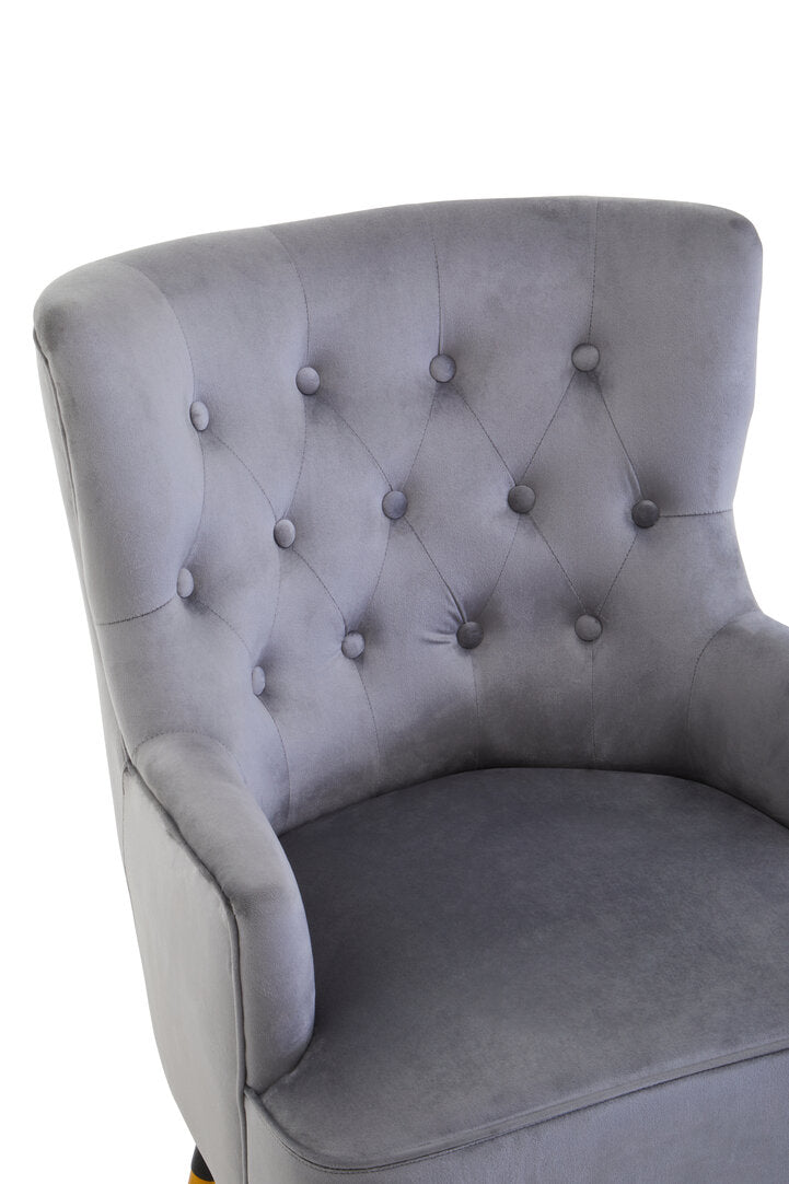 Regent Grey Velvet Tufted Chair