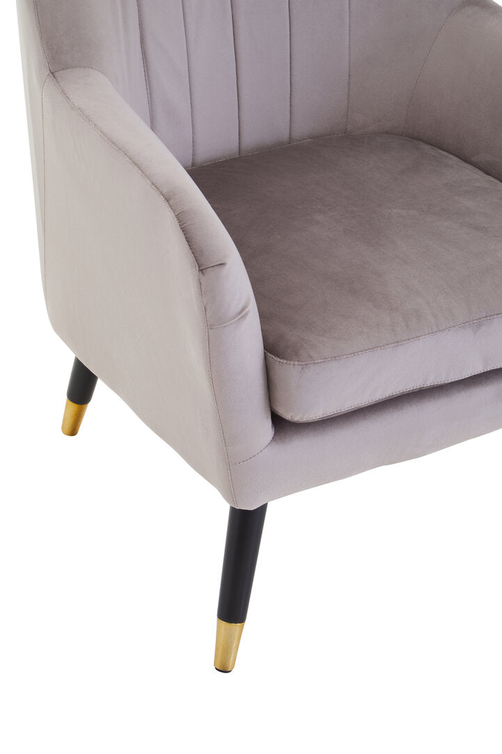 Regent Mink Velvet Accent Chair With Black Legs