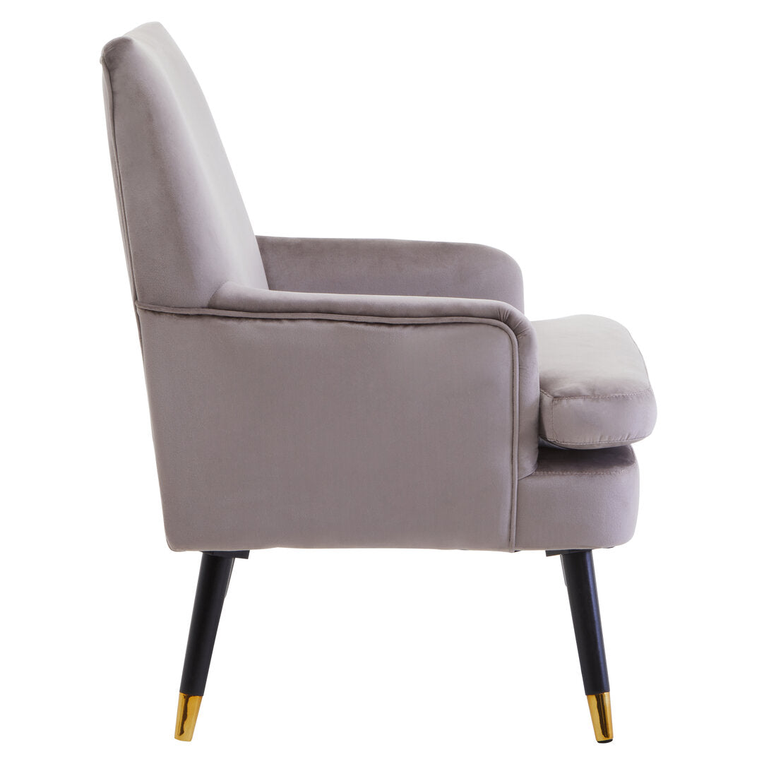 Regent Mink Velvet Accent Chair With Wooden legs