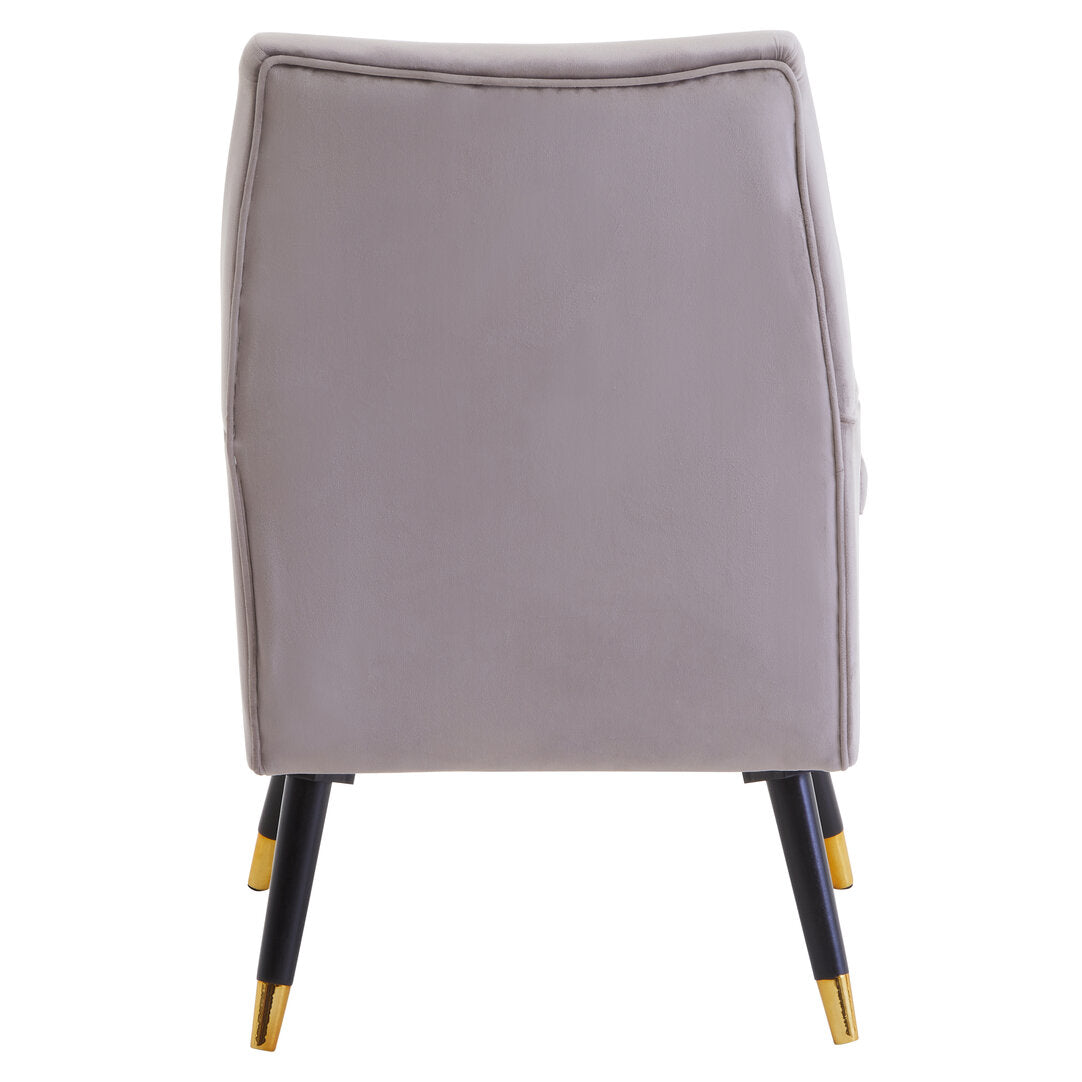Regent Mink Velvet Accent Chair With Wooden legs