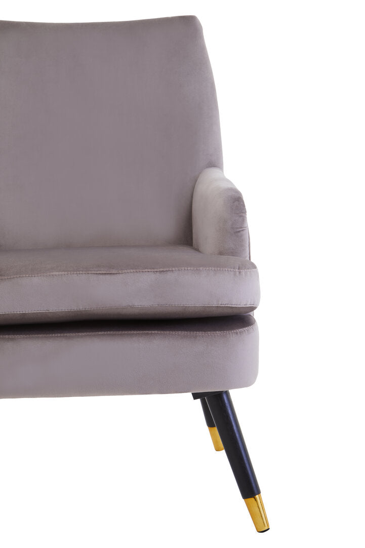 Regent Mink Velvet Accent Chair With Wooden legs