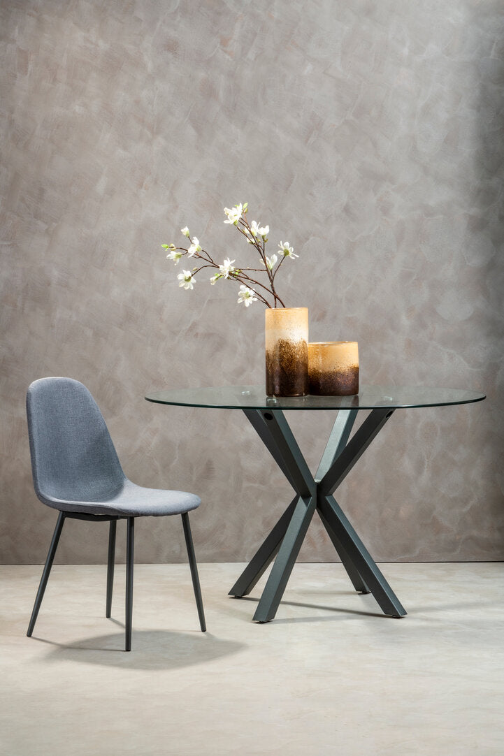 Sorrento Round Dining Table With Grey Metal Legs