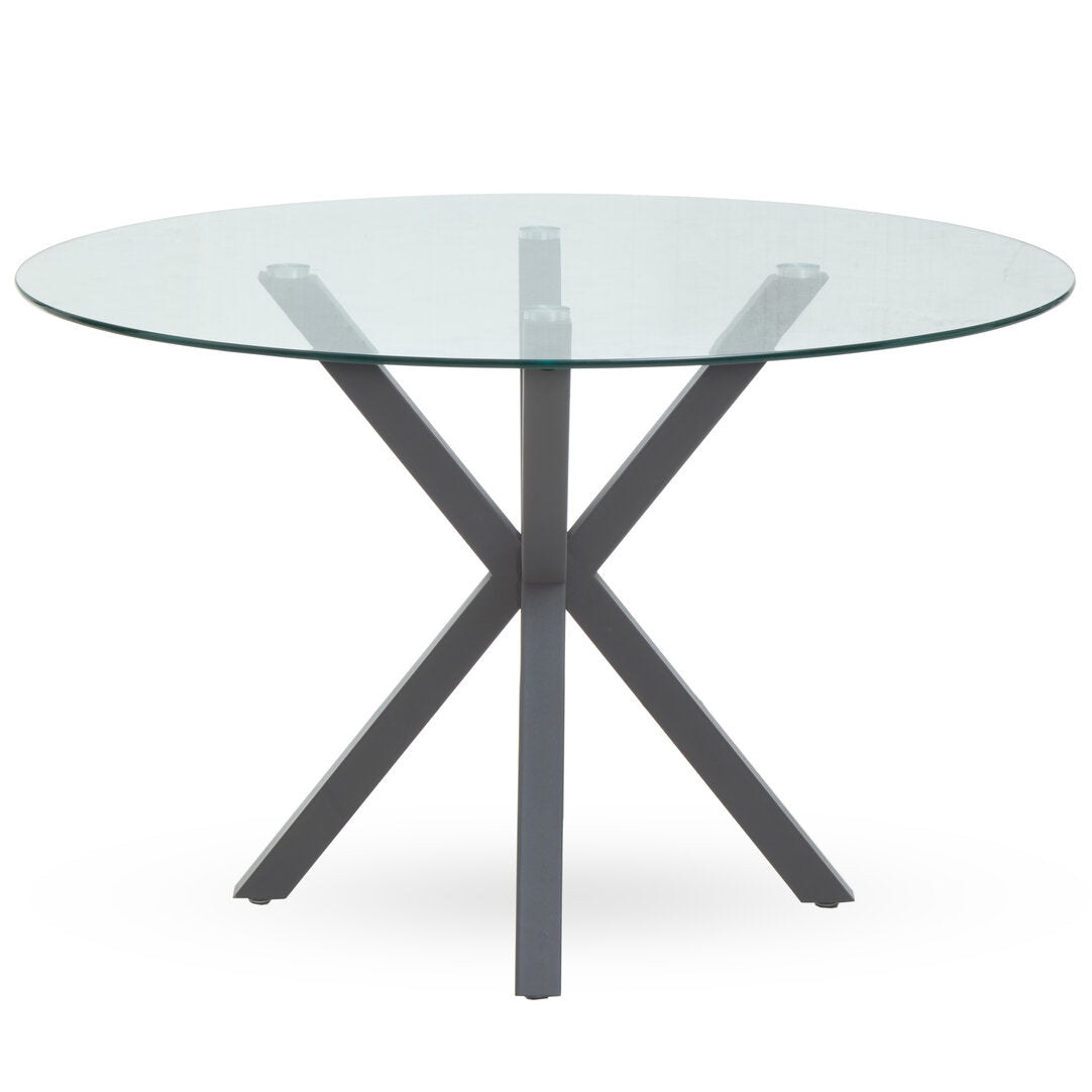 Sorrento Round Dining Table With Metal Legs Grey