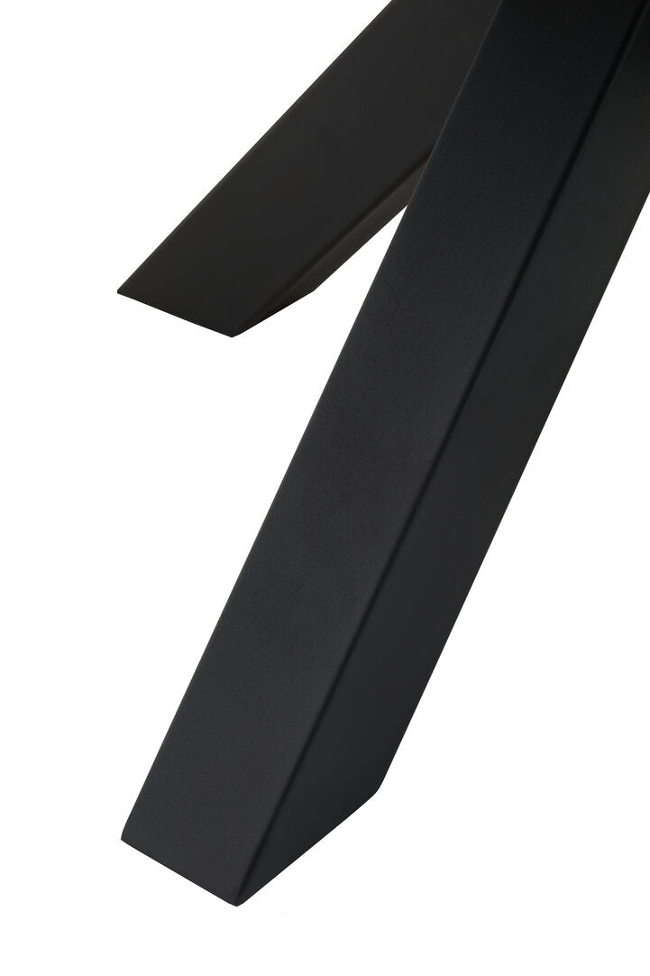 Sorrento Wood Veneer Round Dining Table With Black Metal Legs