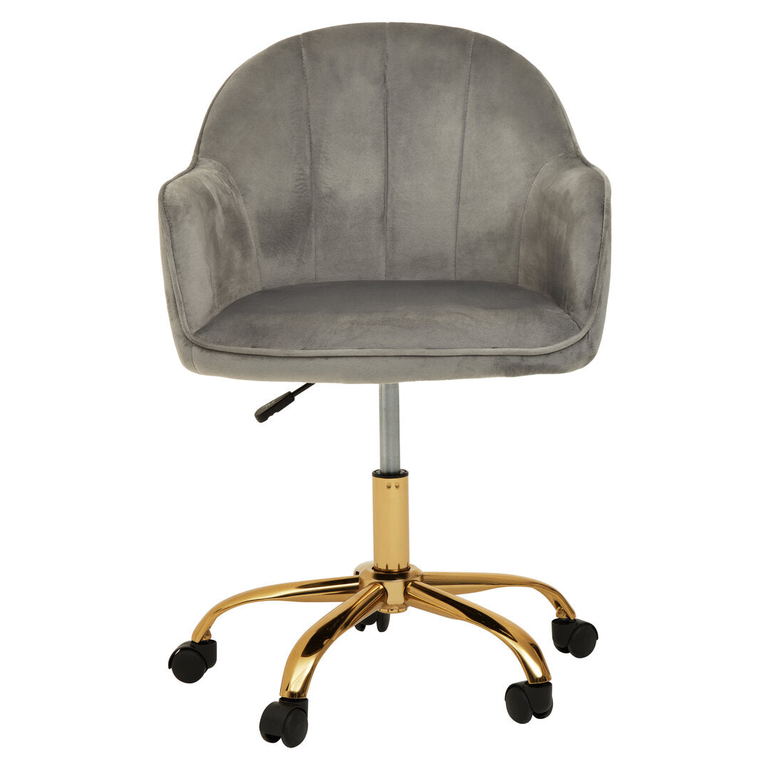 Florence Grey Velvet And Gold Home Office Chair