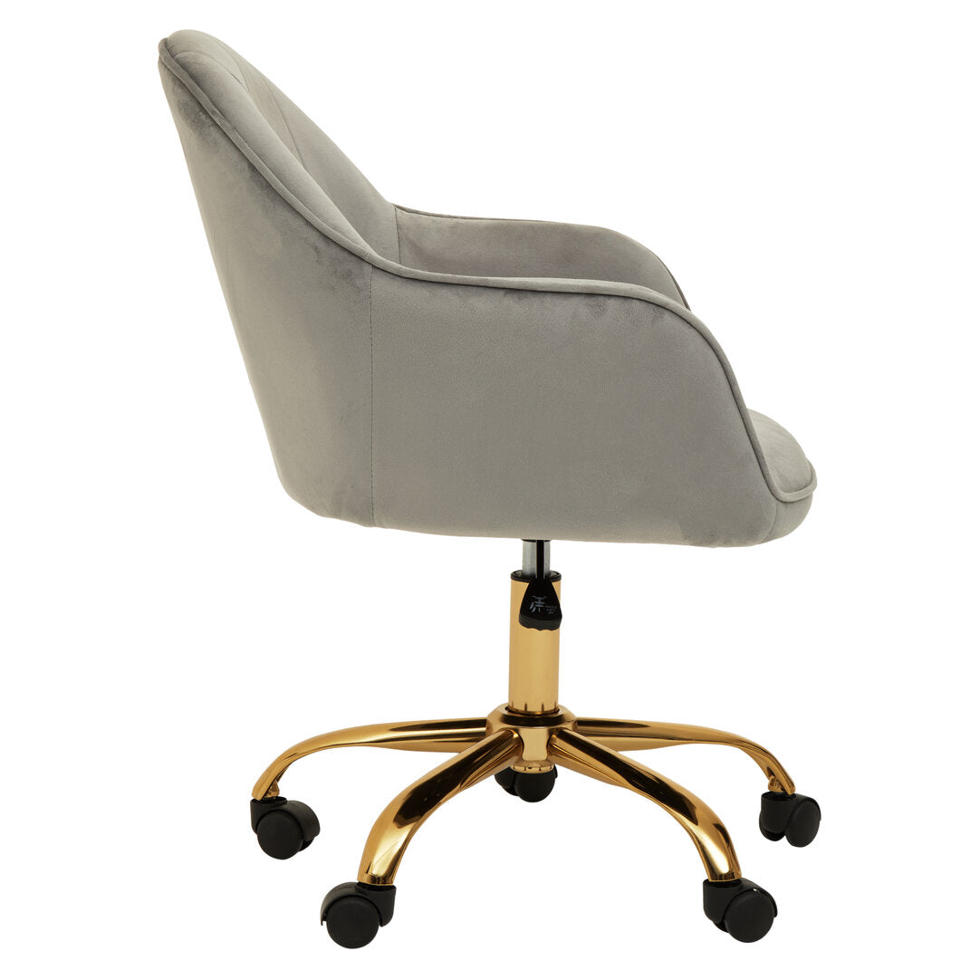 Florence Grey Velvet And Gold Home Office Chair