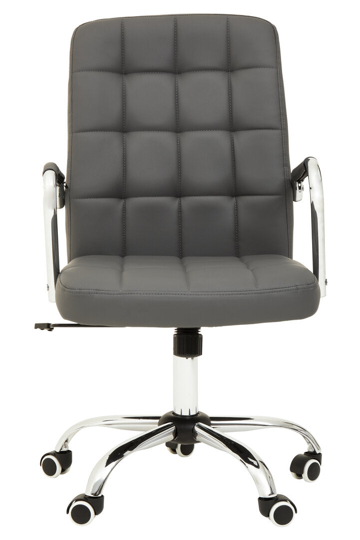 Florence Grey Leather Effect And Chrome Home Office Chair