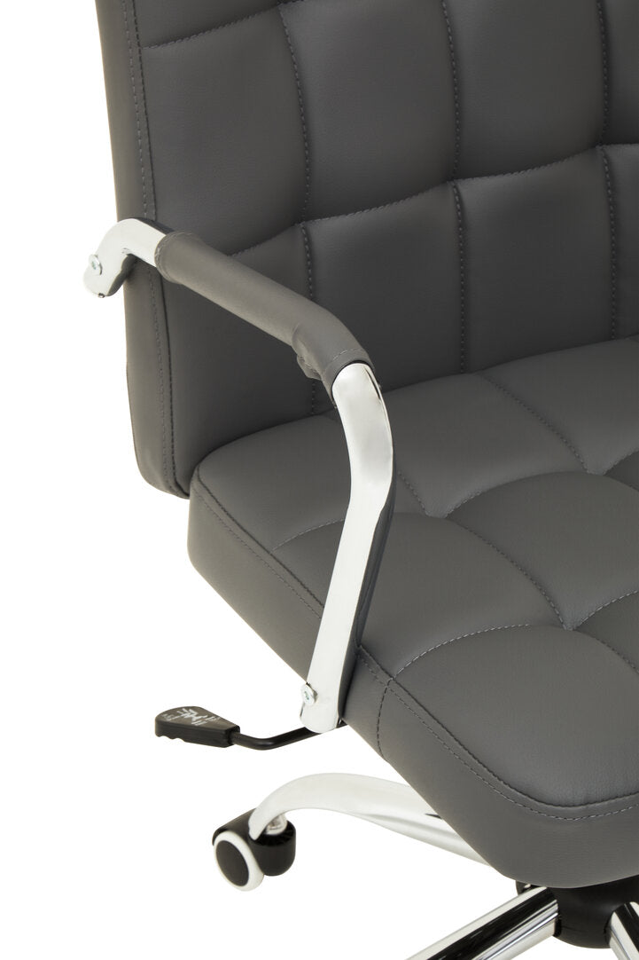 Florence Grey Leather Effect And Chrome Home Office Chair