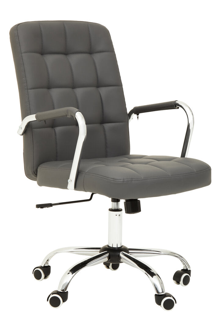 Florence Grey Leather Effect And Chrome Home Office Chair