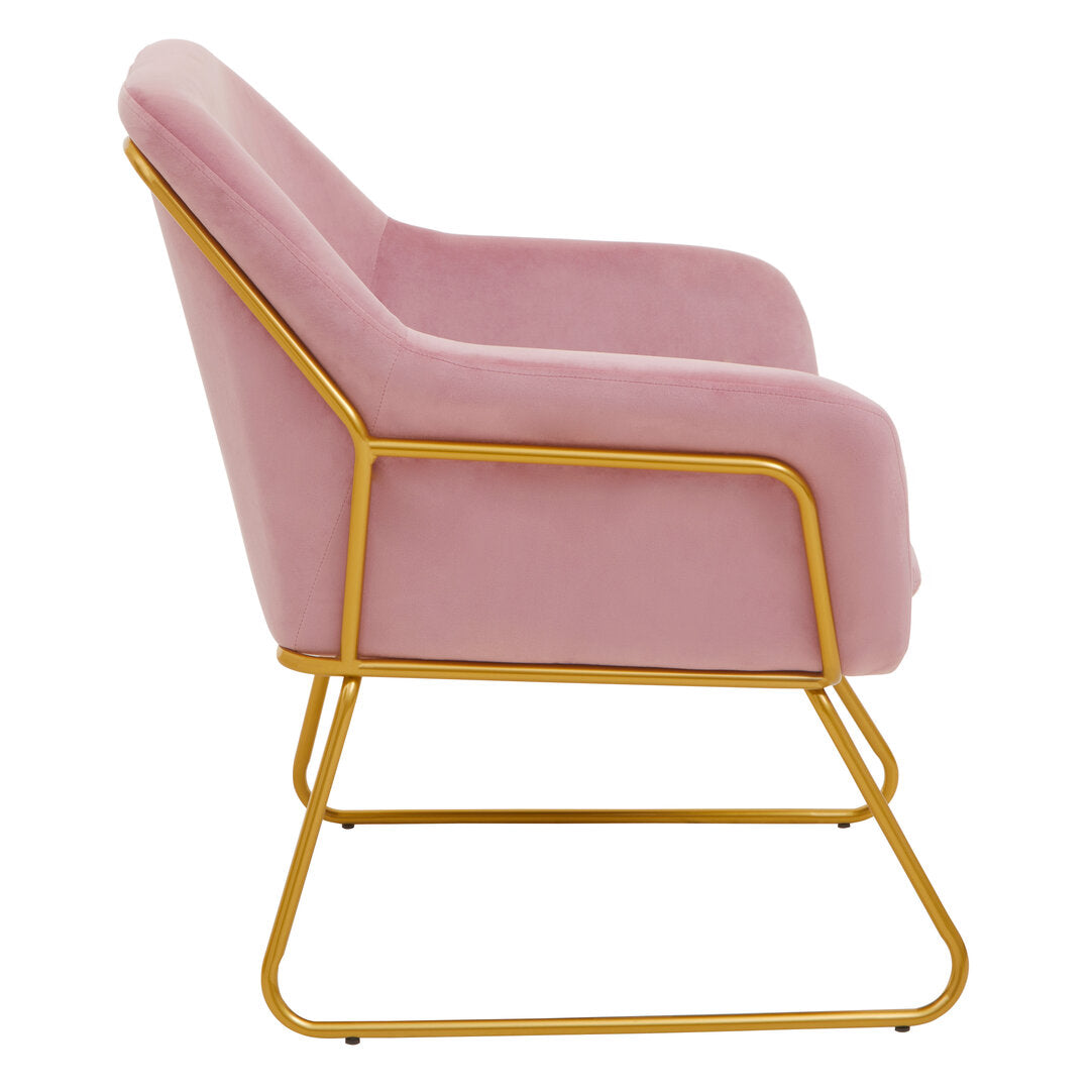 Amalfi Pink Velvet and Powder Gold Frame Armchair