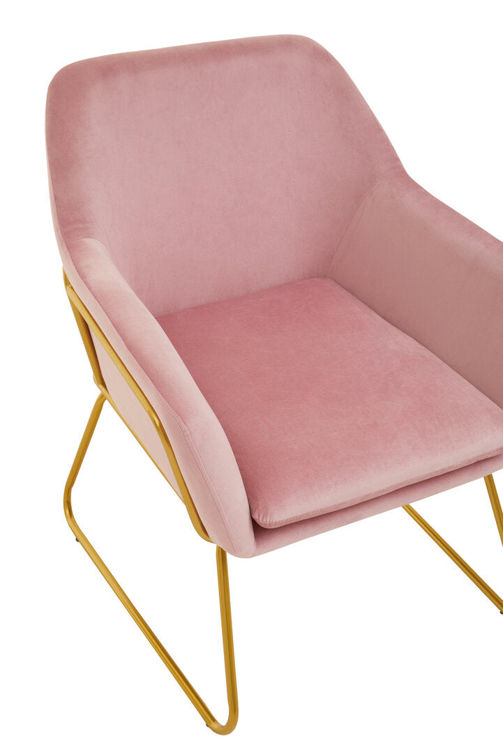 Amalfi Pink Velvet and Powder Gold Frame Armchair