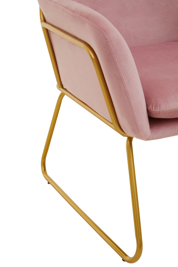 Amalfi Pink Velvet and Powder Gold Frame Armchair