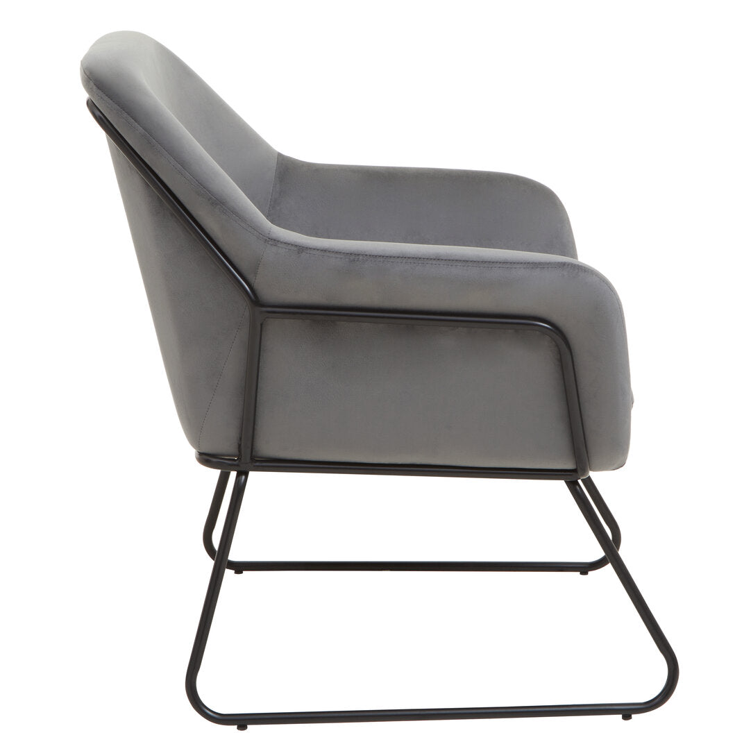 Amalfi Grey Velvet and Black Frame Armchair