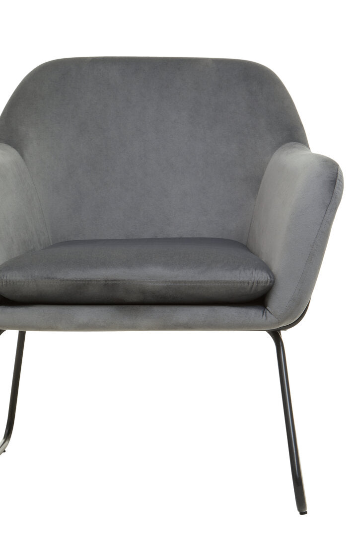 Amalfi Grey Velvet and Black Frame Armchair