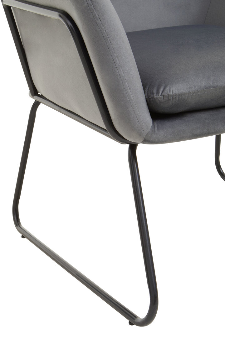 Amalfi Grey Velvet and Black Frame Armchair