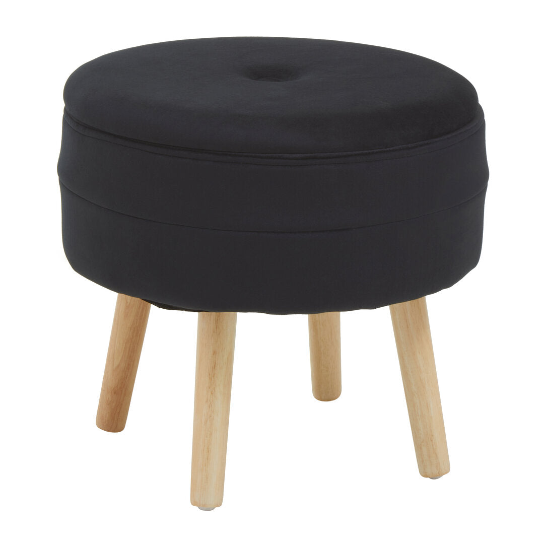 Cannes Velvet Stool Black