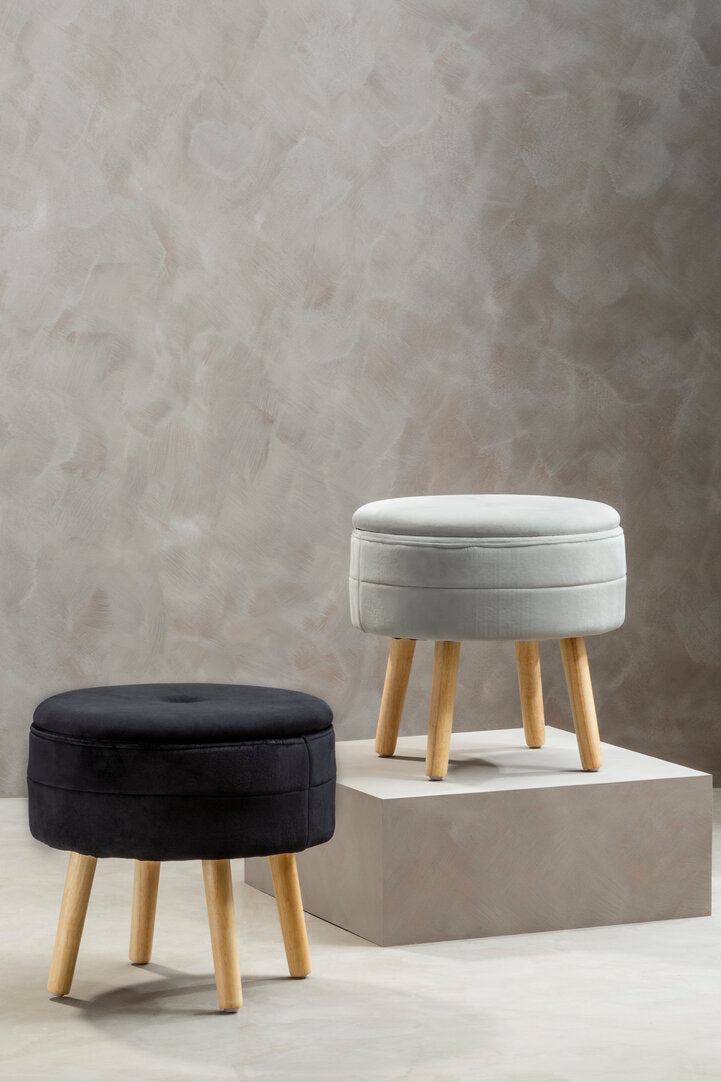 Cannes Black Velvet Stool