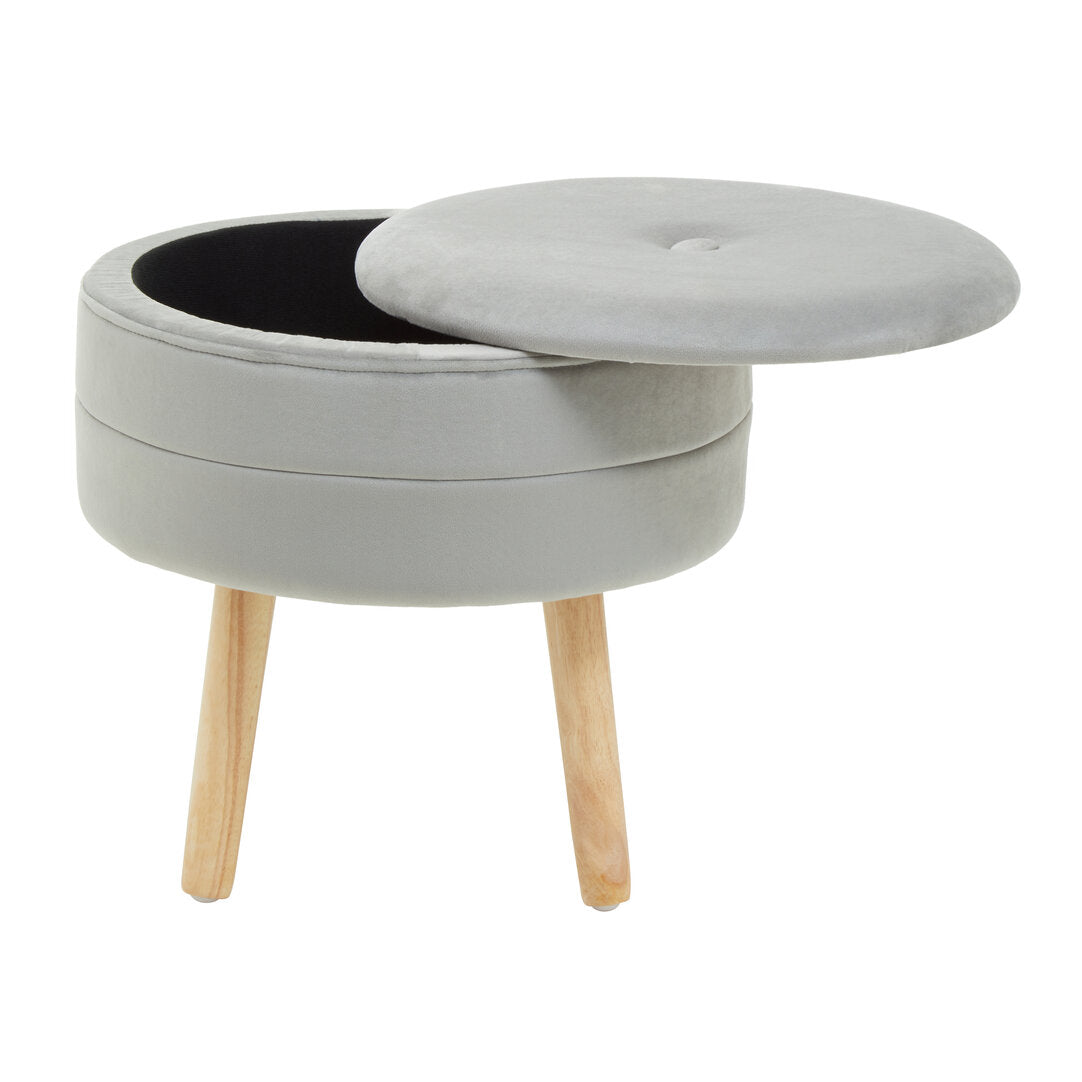 Cannes Velvet Stool Grey