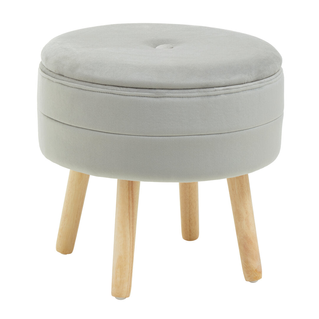 Cannes Velvet Stool Grey